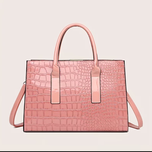 Pink Croc-Embossed Tote Bag - Picture 5 of 5